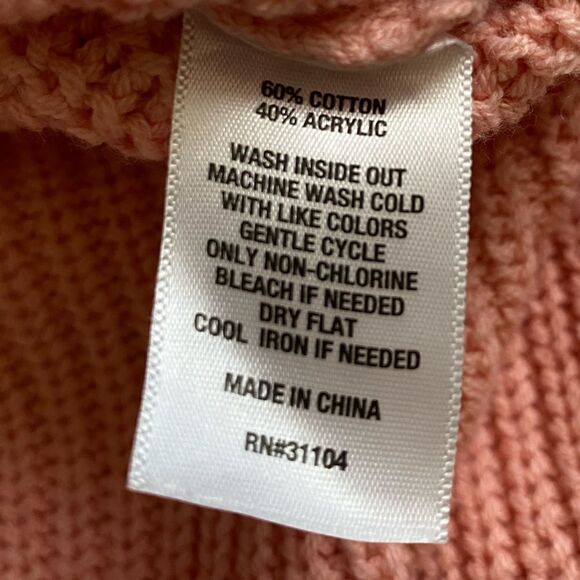 Wonderly Knit Tunic Sweater Side Slits Pink Oversized Slouchy Funnel Neck Small - Picture 9 of 9